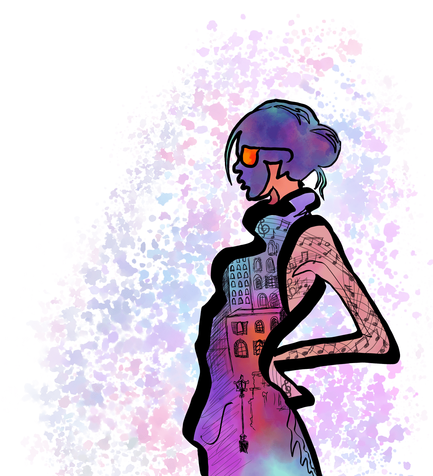 Digital illustration of a brightly colored, fierce-looking woman