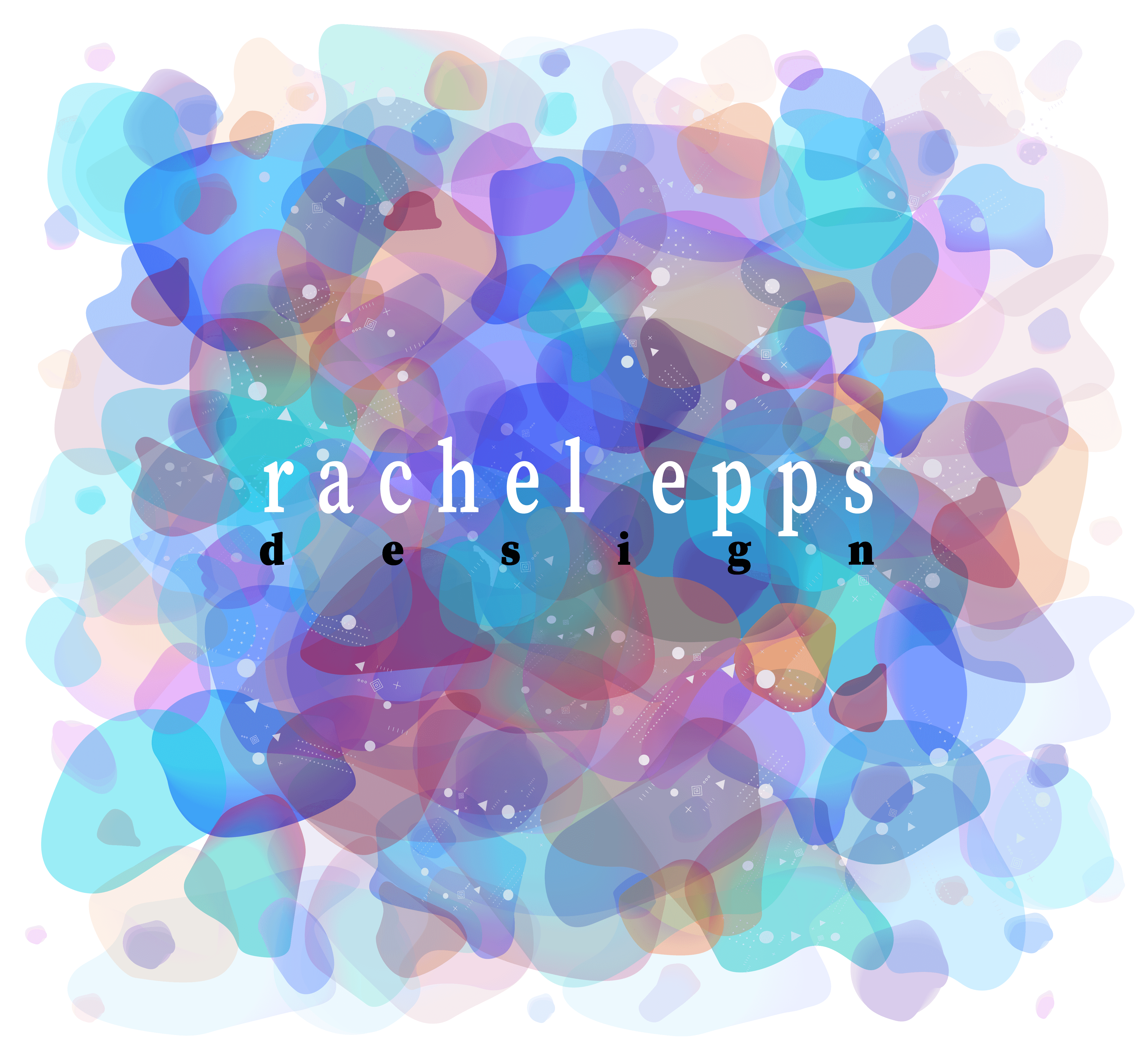 Colorful vector bubbles expanding outwards from text that says Rachel Epps Design
