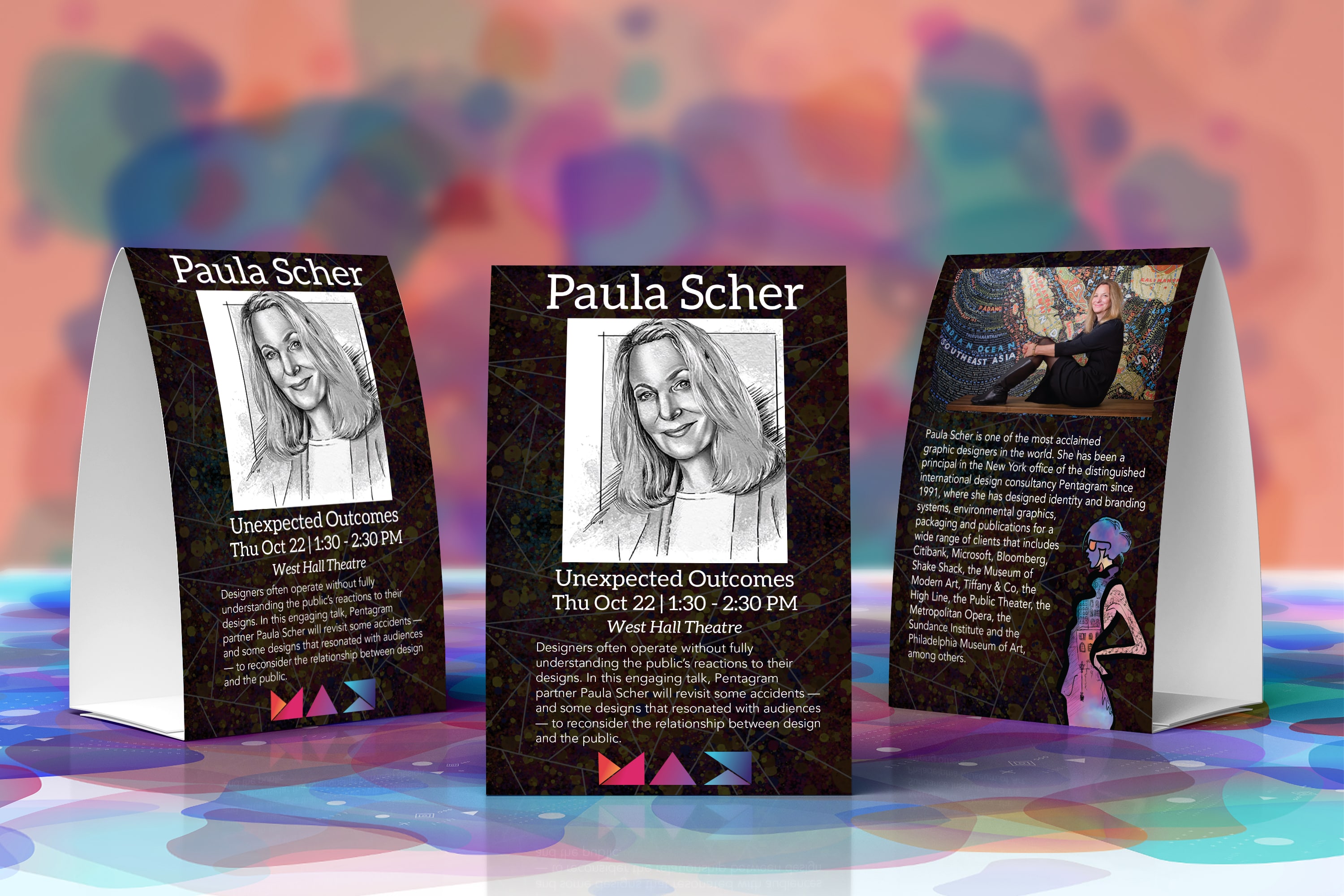 Adobe MAX Table Tent Mockup Featuring Paula Scher